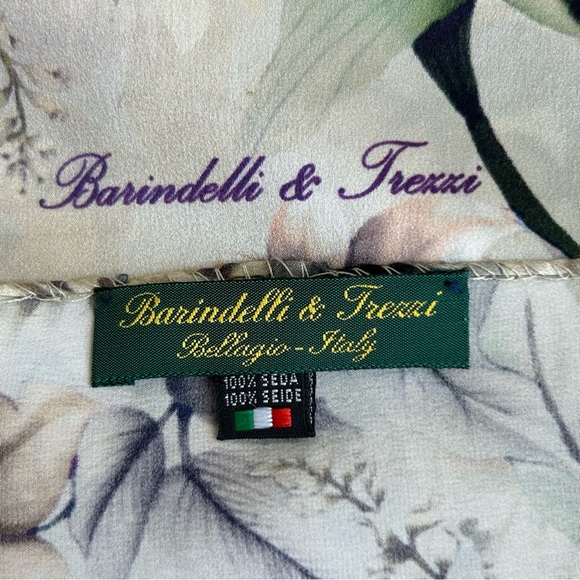 •Barindelli & Trezzi Signed Logo Floral Silk Scarf 16”x62”Made In Italy NWOT - Picture 4 of 11